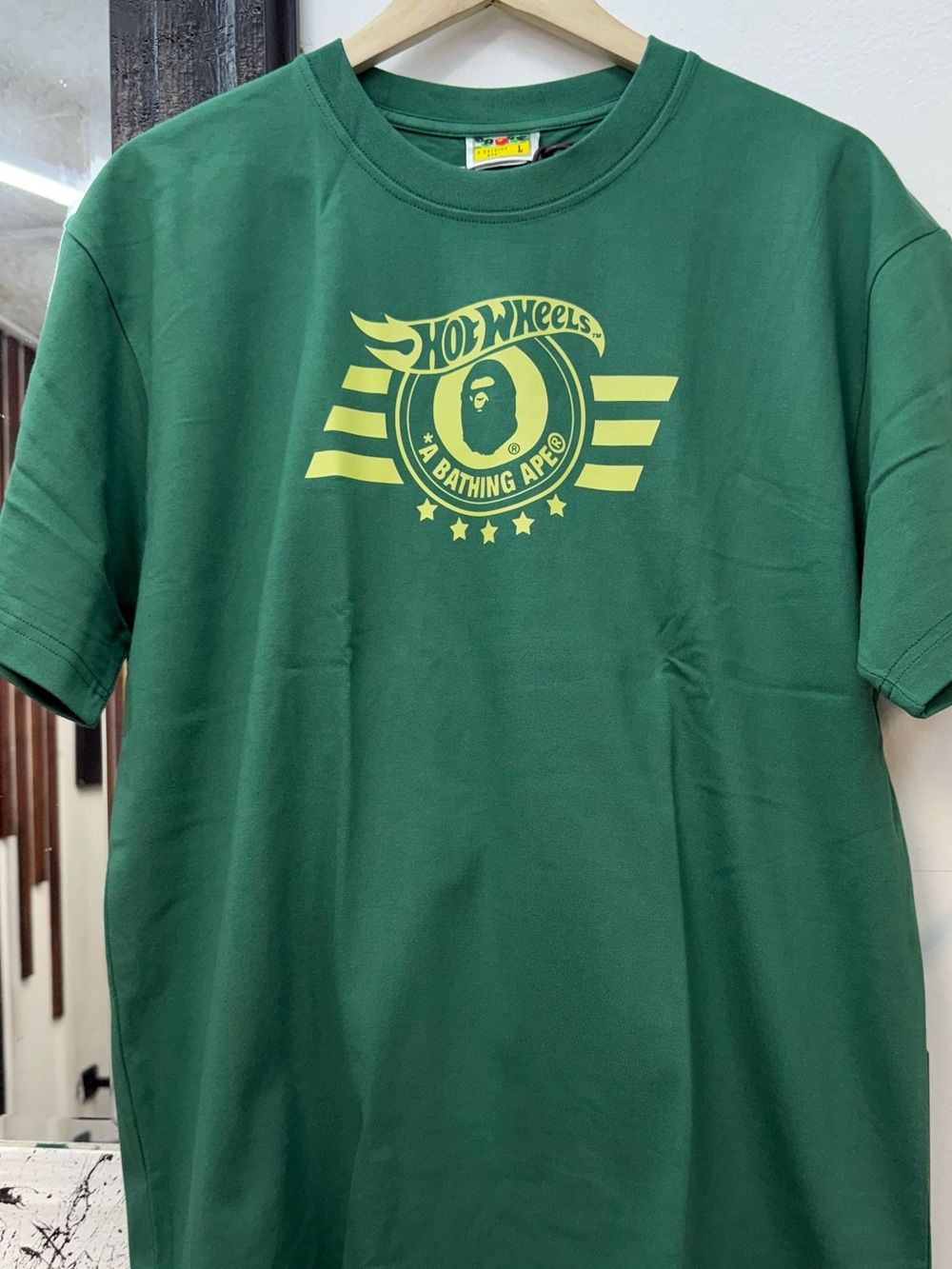 Bape x Hot Wheels Green Hot Wheels big logo collage Short Sleeve Tee